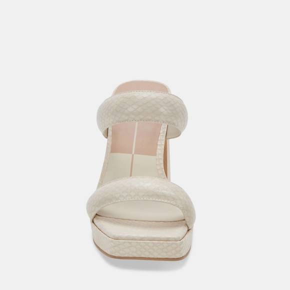 Atlas Heeled Sandals For Women – Snake & Woodgrain Textured Block Heel
